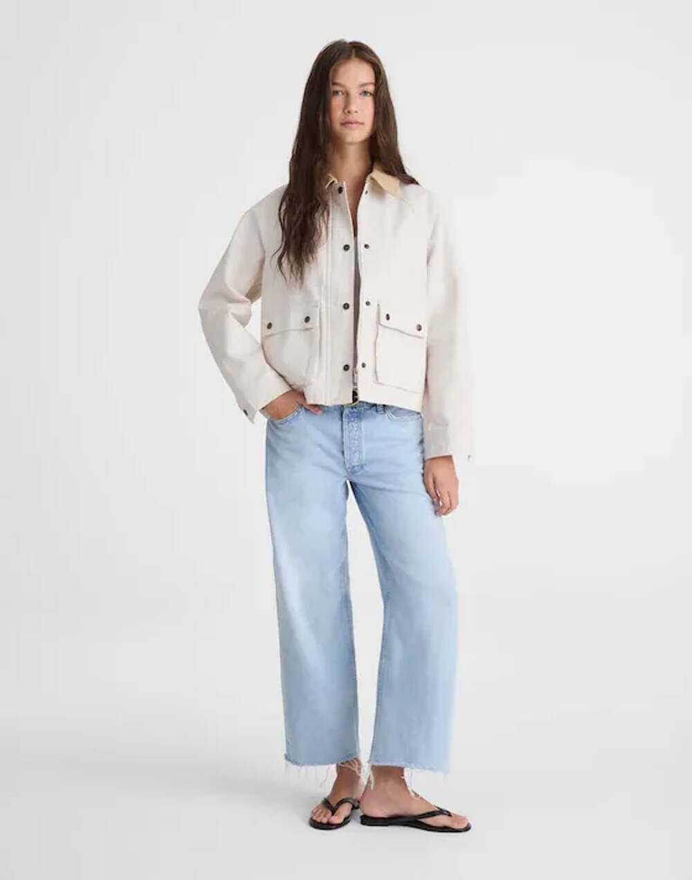 NWOT Madewell The Billie Short Jacket Size M Cream Corduroy Collar Barn - Picture 13 of 15
